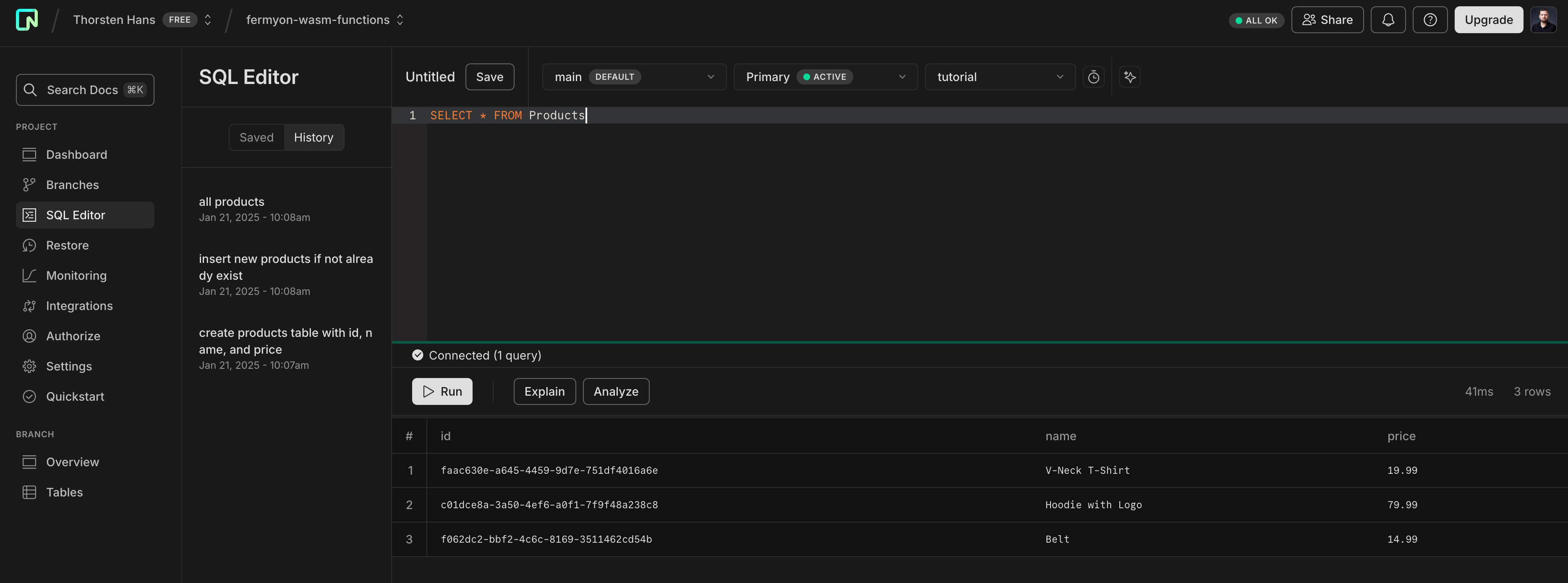 Database Setup in NEON